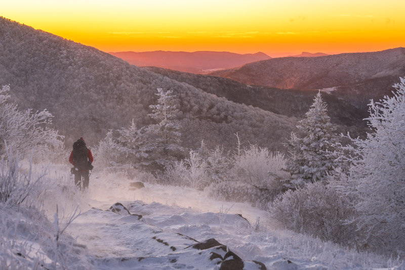 Winter hiking trails in the Smoky Mountains