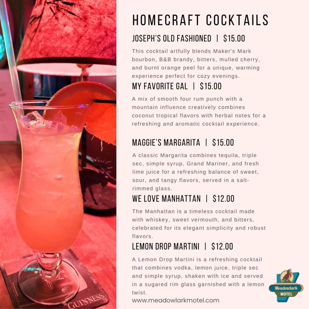 meadowlark motel drink specials
